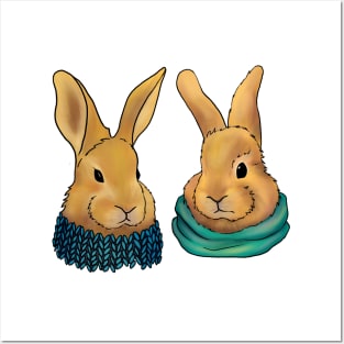 Bunnies in scarves Posters and Art